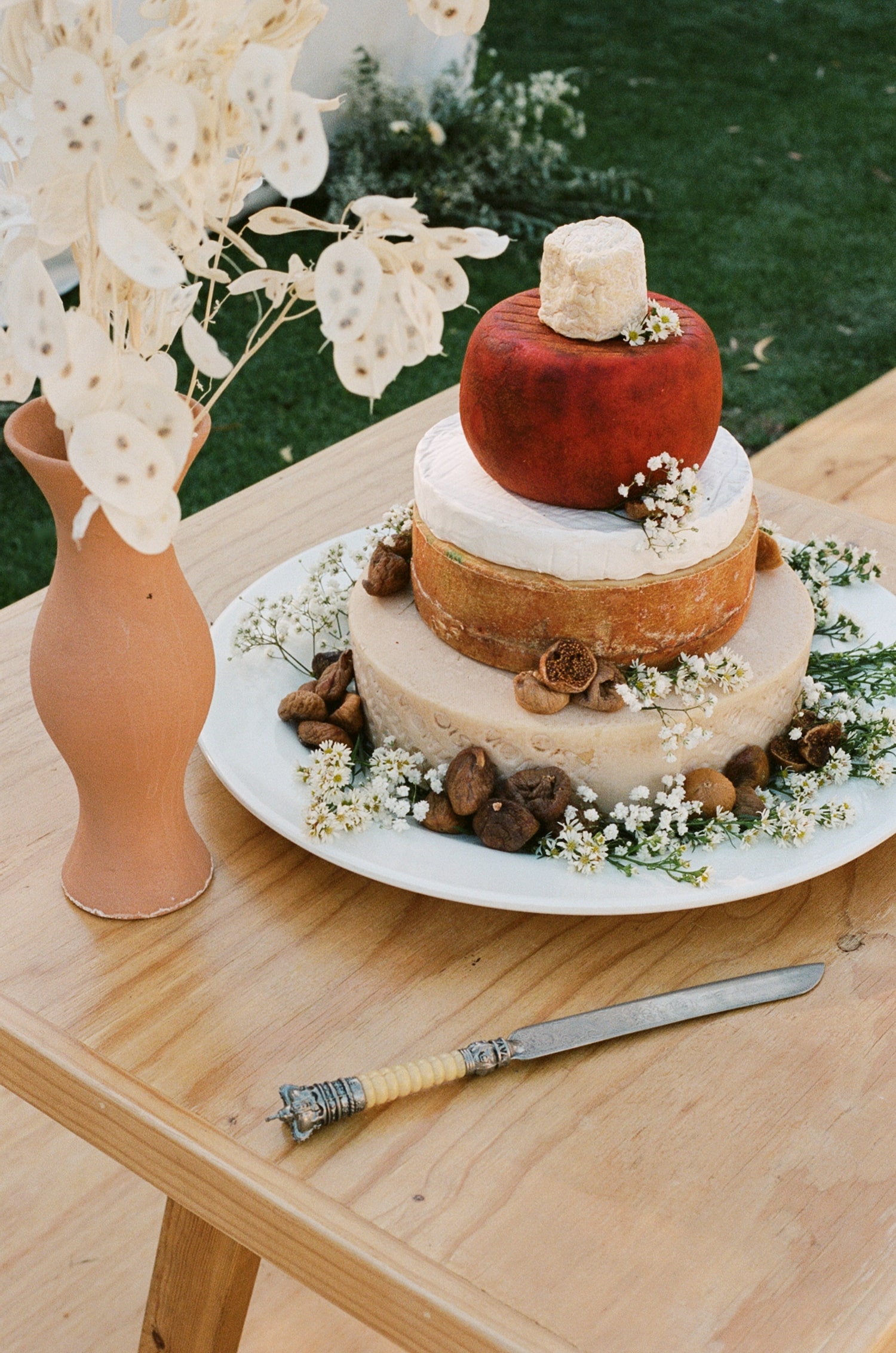 Wedding cake - a cake of stacked round cheeses