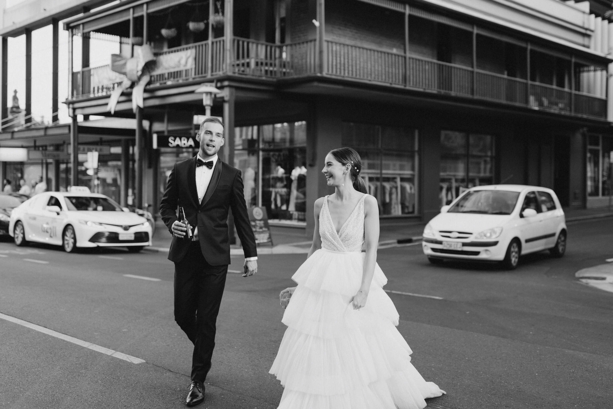 Bethany and Daniel snapped crossing Rundle street