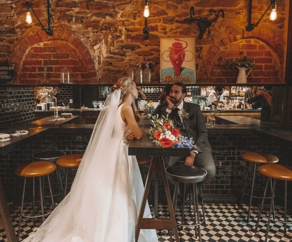 Maia and Andrew snapped in Bar Torino after the ceremony