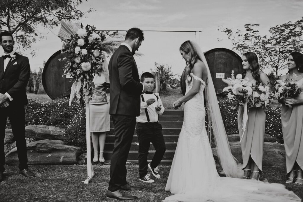 Couple at altar during ceremony 