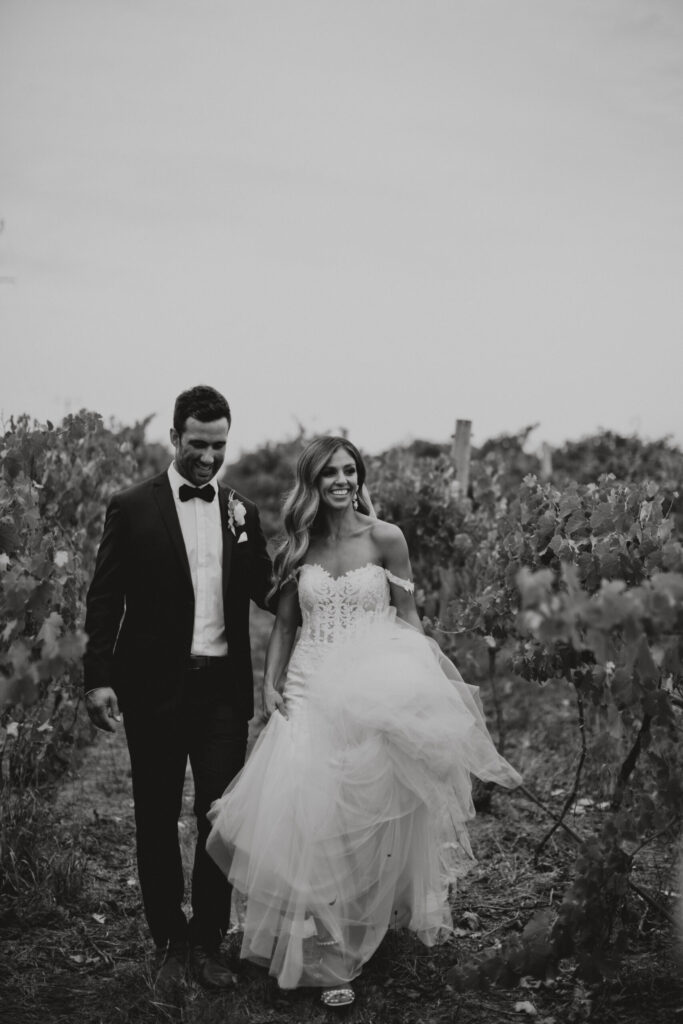 Ashley and Brendan amongst vineyards